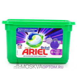 Капсулы для стирки Ariel PODs Color Все-в-1 Экстра защита ткани 12 шт