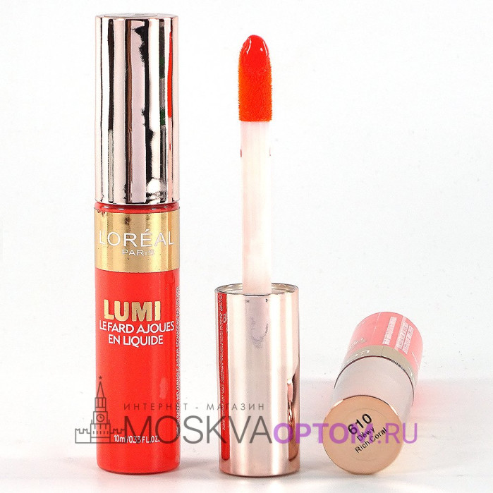 Жидкие румяна для лица Loreal Lumi, 10 ml (тон 610 Dewy Rich Coral)