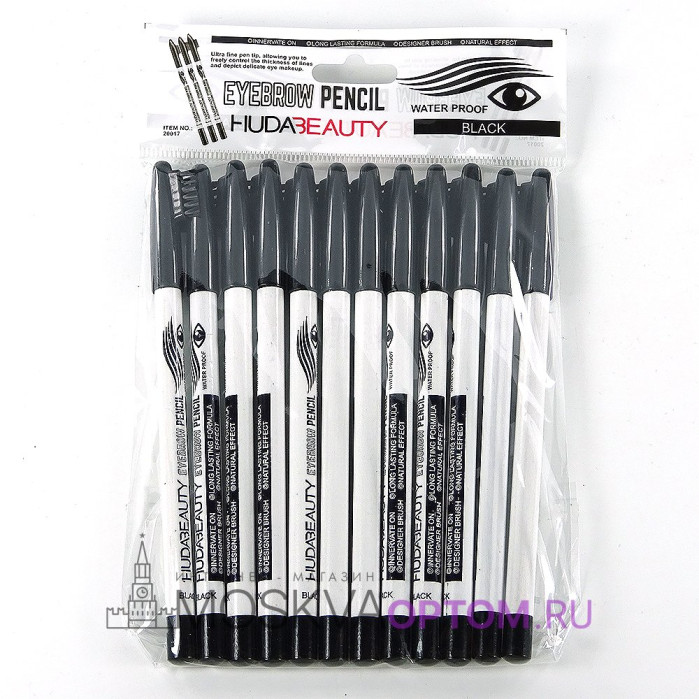 Водостойкие карандаши для бровей Huda Beauty EyeBrow Black (12 шт)