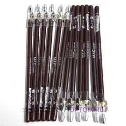 Набор карандашей для глаз MAC Eyebrow Pencil- темно коричневый  (12 шт)