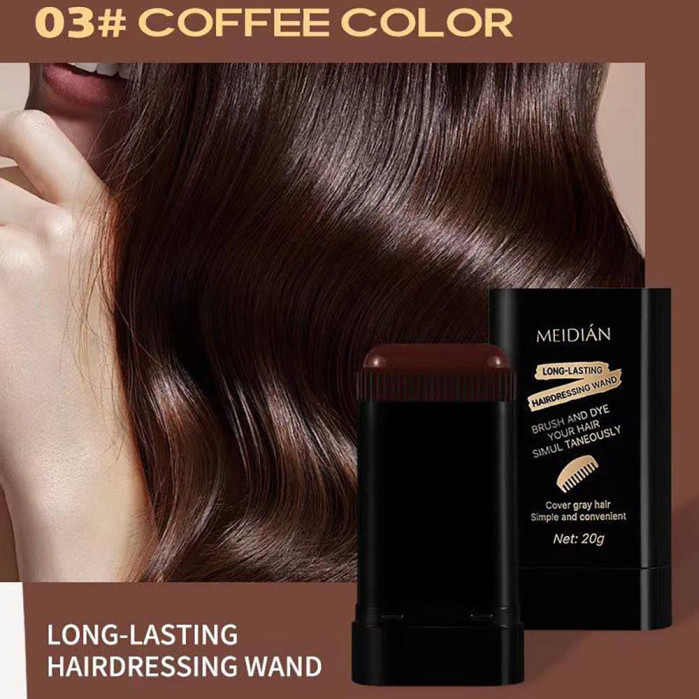 Долговечная парикмахерская щеточка для закрашивания седины Meidian Long-Lasting Hairdressing Wand (тон 03 Coffee Color)