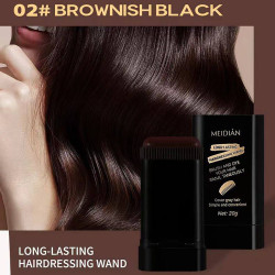 Долговечная парикмахерская щеточка для закрашивания седины Meidian Long-Lasting Hairdressing Wand (тон 02 Brownish Black)