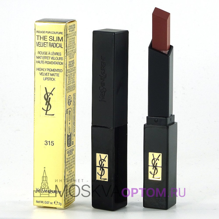 Губная помада матовая c бархатным покрытием Yves Saint Laurent Rouge Pur Couture The Slim Velvet Radical (тон 315)
