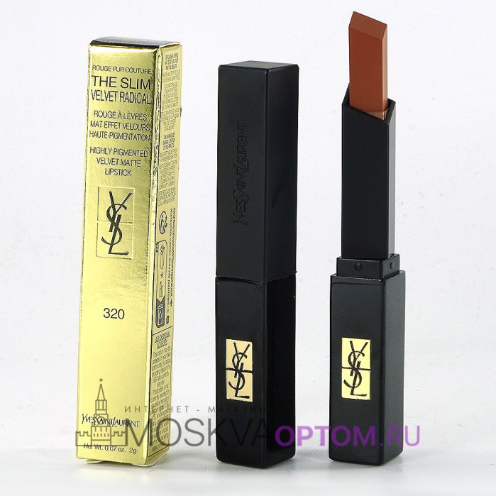 Губная помада матовая c бархатным покрытием Yves Saint Laurent Rouge Pur Couture The Slim Velvet Radical (тон 320)
