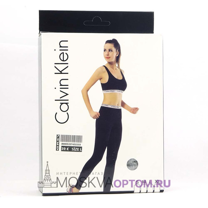 Женский спортивный набор Calvin Klein лосины+топ (черный)