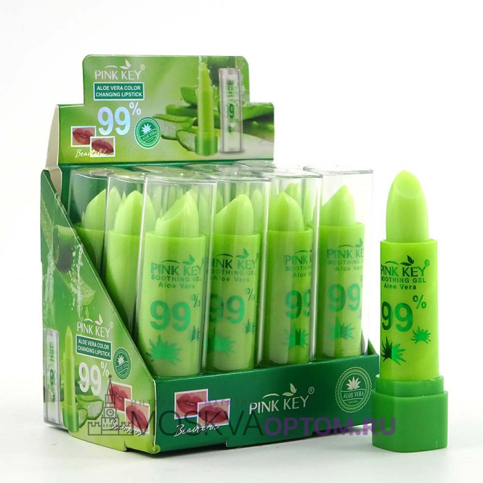 Проявляющаяся гигиеническая помада Pink Key Aloe Vera 99% (12 шт)