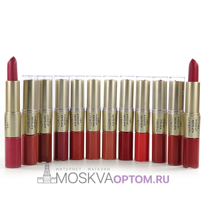 Блеск для губ+ помада Lady HudaBeauty Lip Gloss & Lip Stick 12 шт (палитра A)