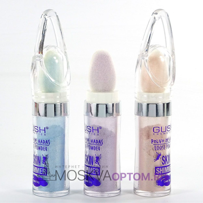 Рассыпчатый хайлайтер с аппликатором Gush Cosmetics Skin Shimmer (3 шт)