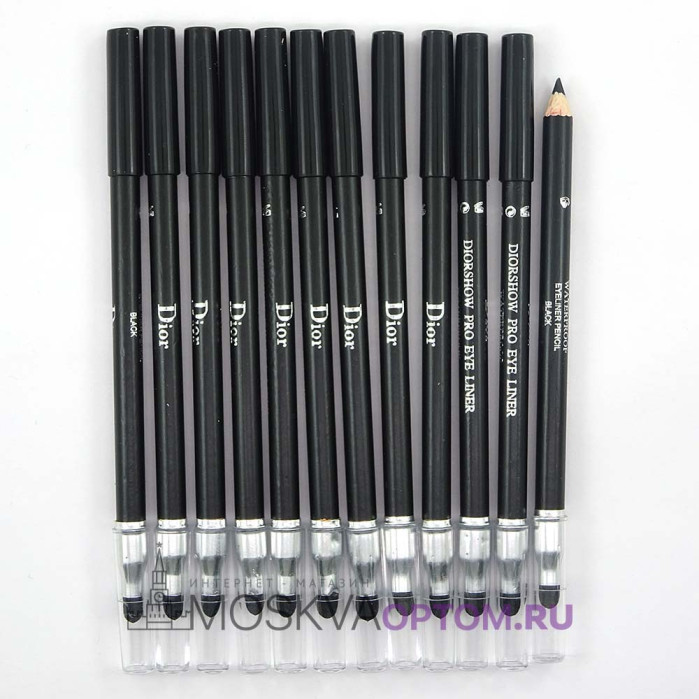 Набор черных карандашей Dior для глаз и бровей (12 шт)