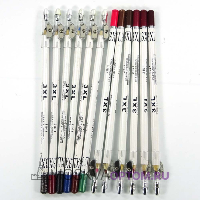 Набор цветных карандашей 3XL Ever Beauty для глаз и губ (12 шт)