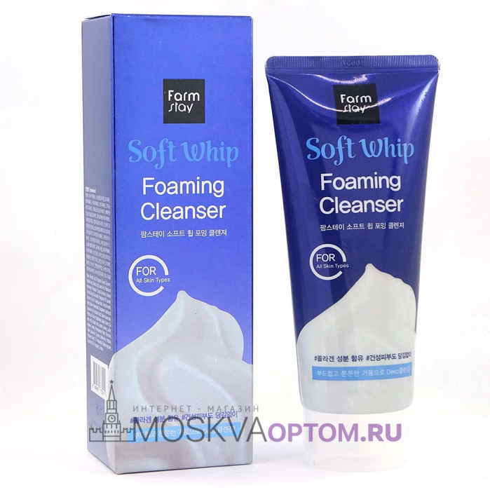 Воздушная пенка для умывания с гиалуроновой кислотой FarmStay Soft Whip Foaming Cleanser