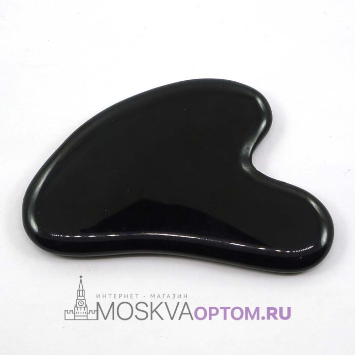 Скребок Гуаша для лица из натурального камня (черный)