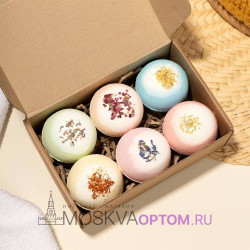 Парфюмерные бомбочки для ванны с сухоцветами, 6 штук по 130 г