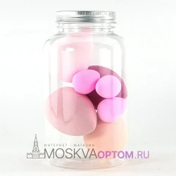 Набор спонжей для нанесения макияжа в банке 7 шт