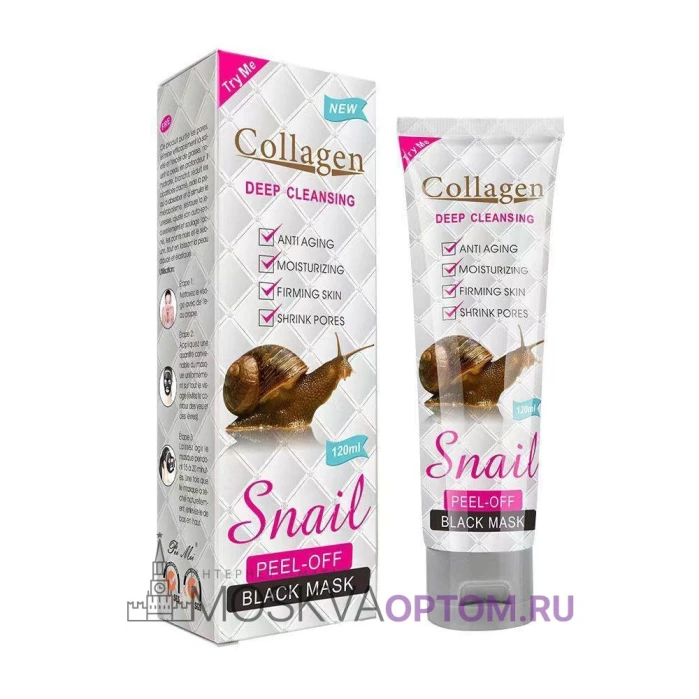 Маска пилинг для лица с Коллагеном и муцином Улитки Pei Mei Collagen Snail Peel-off Black Mask, 120 мл