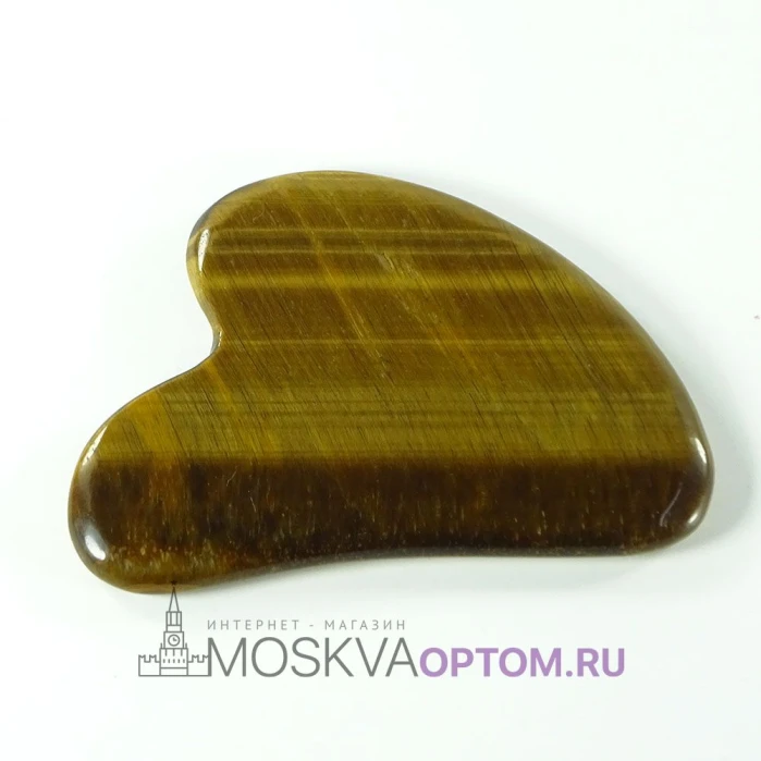 Скребок Гуаша для лица из натурального камня (кошачий глаз)