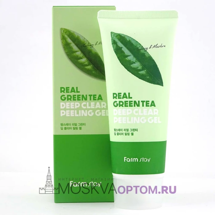 Пилинг-скатка с зелёным чаем FarmStay Real Green Tea Clear Peeling Gel