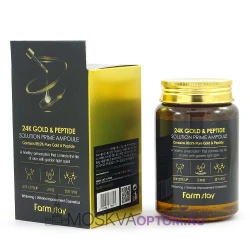 Многофункциональная ампульная сыворотка с пептидами и золотом FarmStay 24K Gold & Peptide ( СТОК)