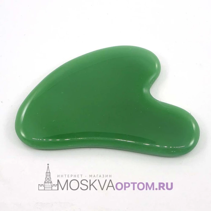 Скребок Гуаша для лица из натурального камня (зеленый)